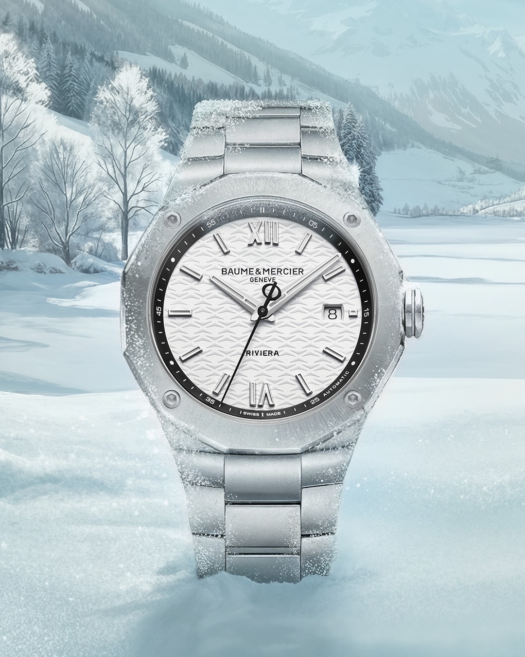 Snowflakes fall, and the winter season begins. Discover the Riviera collection. 
--
Riviera 10829
42mm Automatic with Stainless steel case
--
#BaumeEtMercier
#Riviera
#Celebration