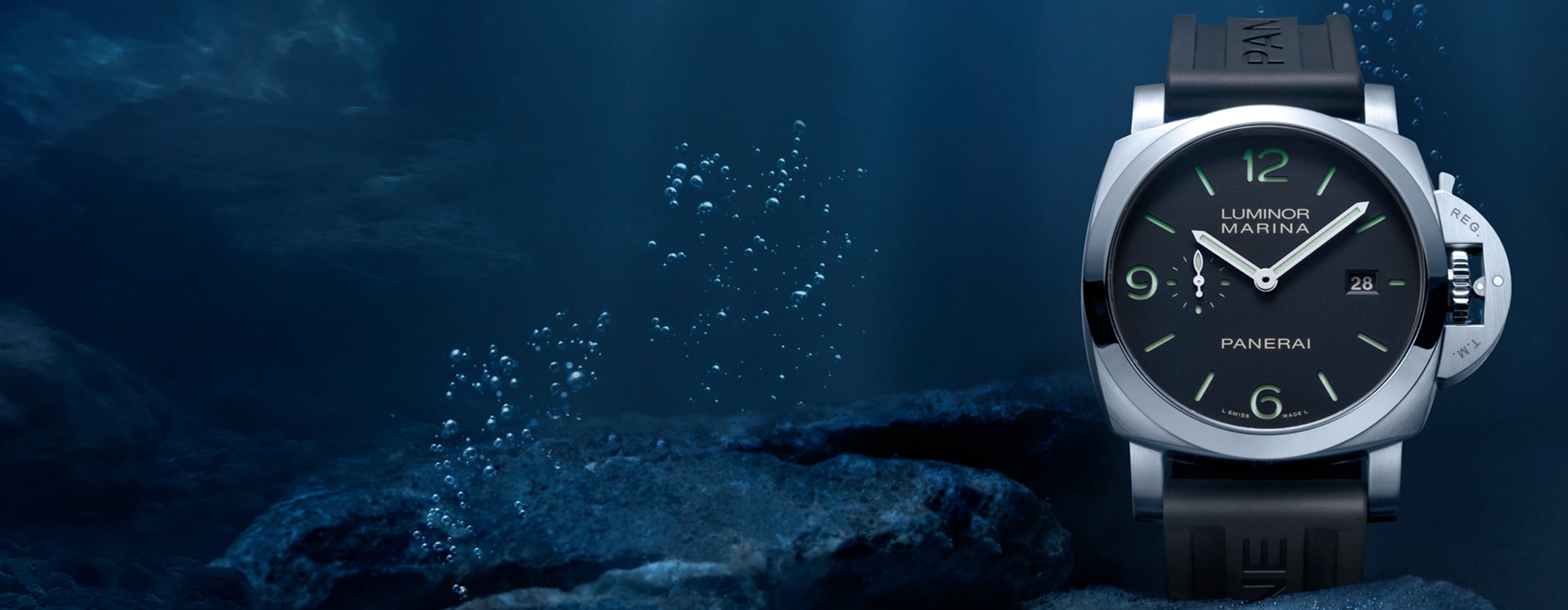 Luminor, Panerai’s Icon on the right in the deep blue ocean