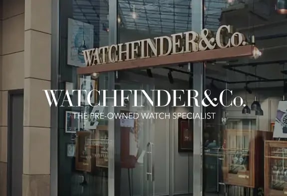 Watchfinder & Co. logo with an entrance to the showroom in the background